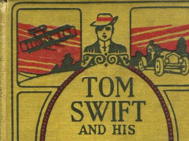 The cover of a Tom Swift book from which we get the Tom Swifty jokes
