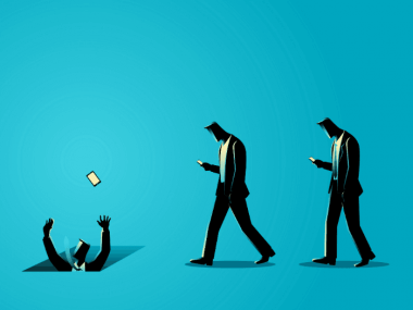 distracted social media man