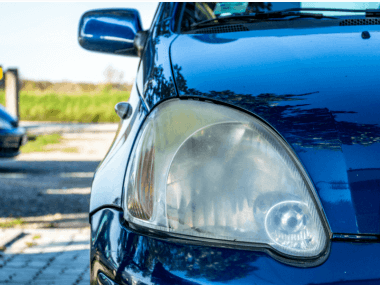 Dirty car headlight