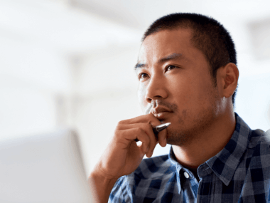 man focused and being mindful of a single task