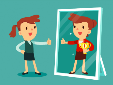 image of woman being self-compassionate and also thinking about self-improvement