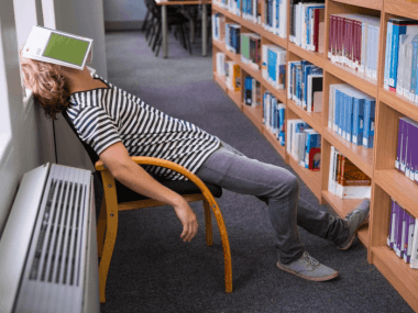 sleeping in library