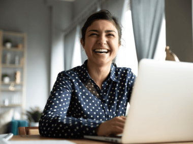 woman happy at work