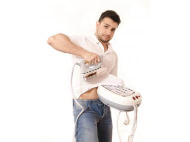 man ironing