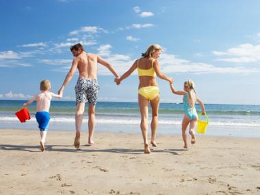 Family enjoying time in a beach