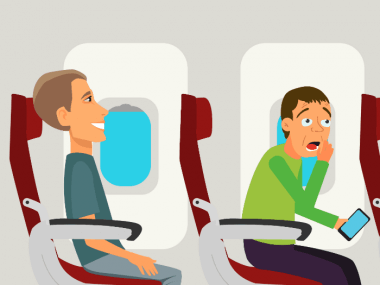 cartoon scared on plane 