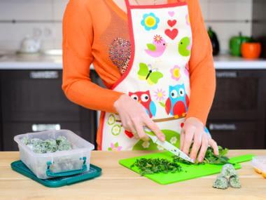 Freeze herbs in ice cube trays