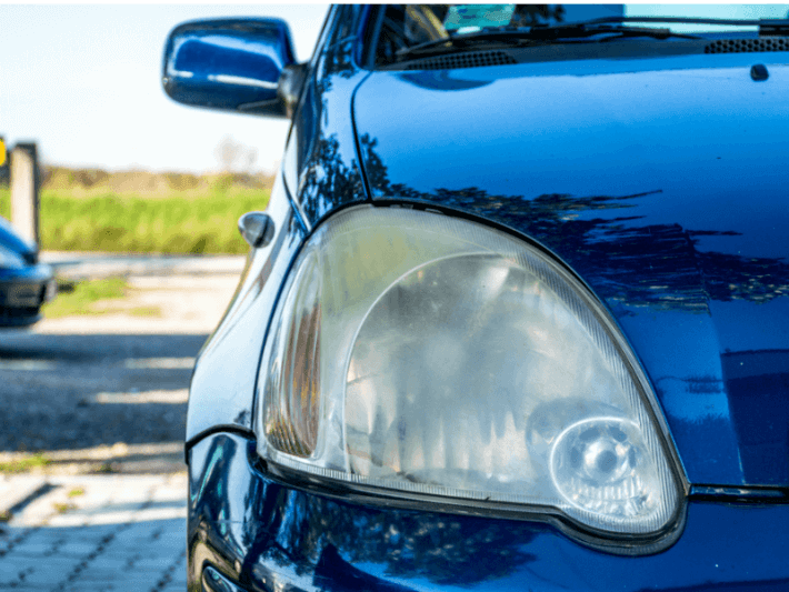 Dirty car headlight
