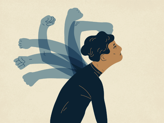 image of man beating himself up mentally