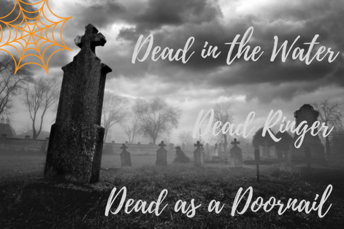 A creepy image of a graveyard to illustrate idioms about death