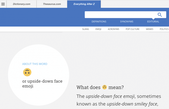  A screenshot of Dictionary.com's emoji page