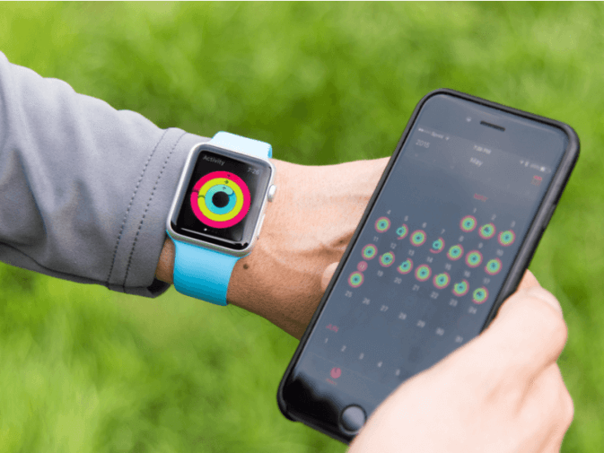 Photo of an Apple Watch tracking fitness