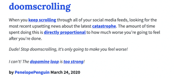 When you keep scrolling through all of your social media feeds, looking for the most recent upsetting news about the latest catastrophe. The amount of time spent doing this is directly proportional to how much worse you're going to feel after you're done.