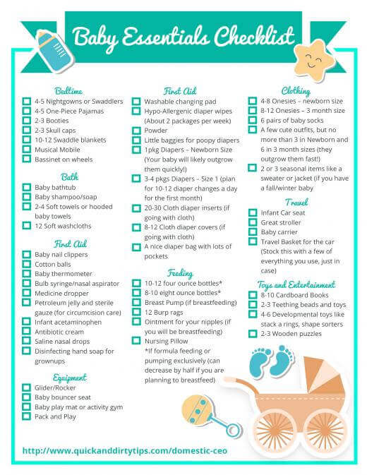 newborn shopping checklist