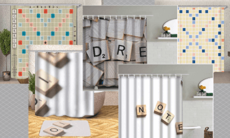 Scrabble shower curtains