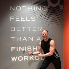 Photo of Brock Armstrong after an Orangetheory class.