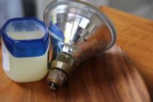 Lightbulb with petroleum jelly