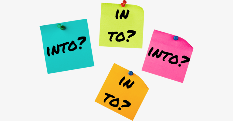 multiple sticky notes that either read "into?" or "in to?"