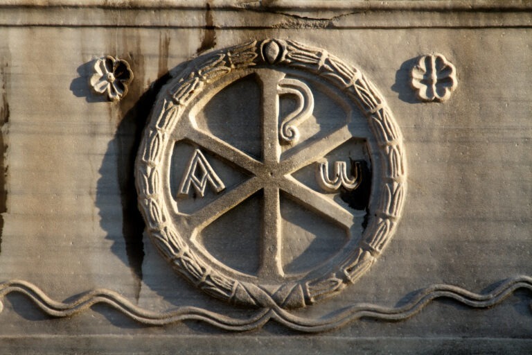 A stone carving of the Xmas symbol (PX)