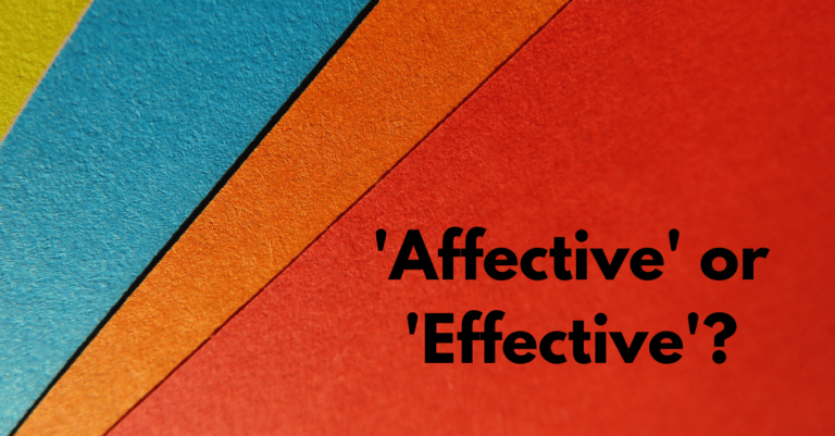 the words "'Affective' or 'Effective'?" on a colorful background