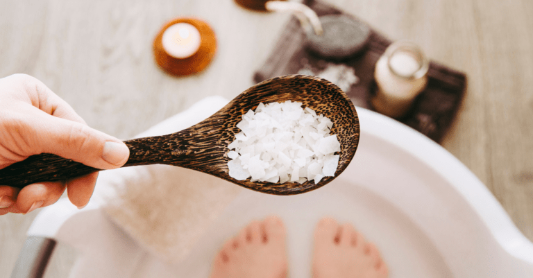 feet in a bath with bath salts