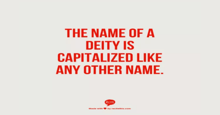 the name of a deity is capitalized like any other name