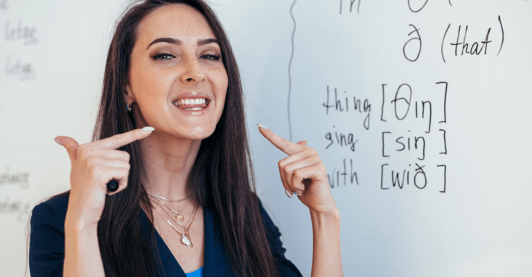 a teacher pronouncing her words