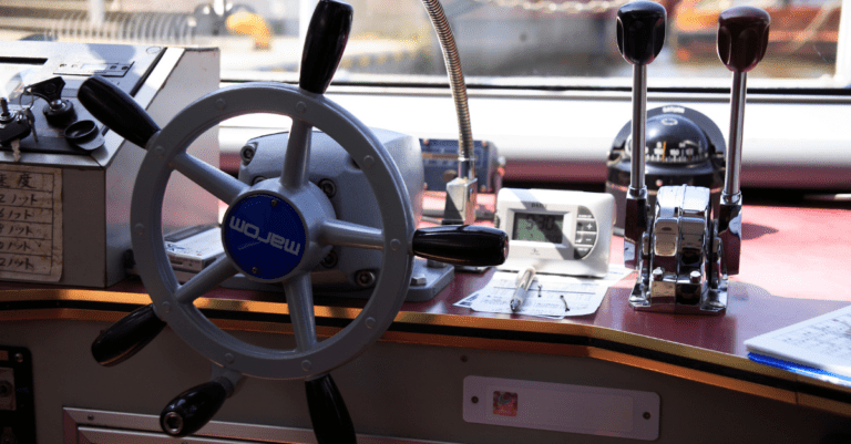 a wheel on a boat