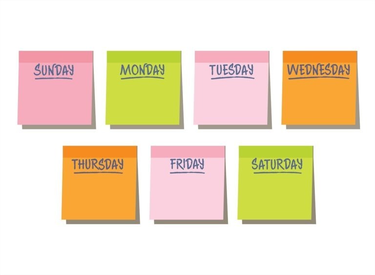 Post-its with days of the week.