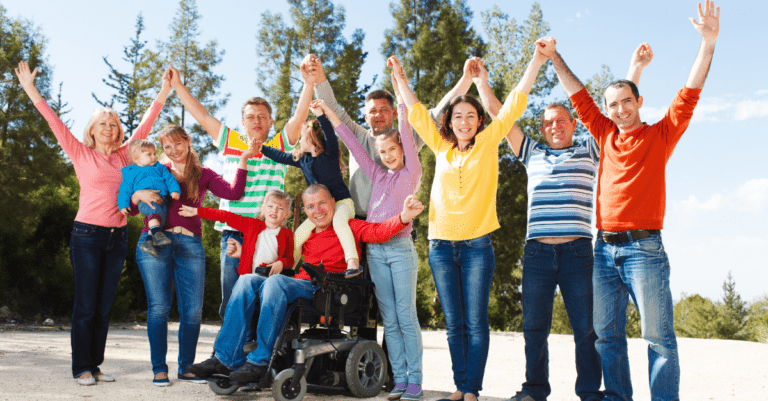 a family having fun outside