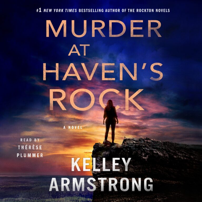 Book cover for Murder at Haven's Rock, with sky and clouds behind the title