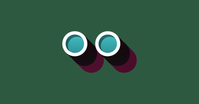 A highly stylized graphic image of two dots with a 3D-like feel