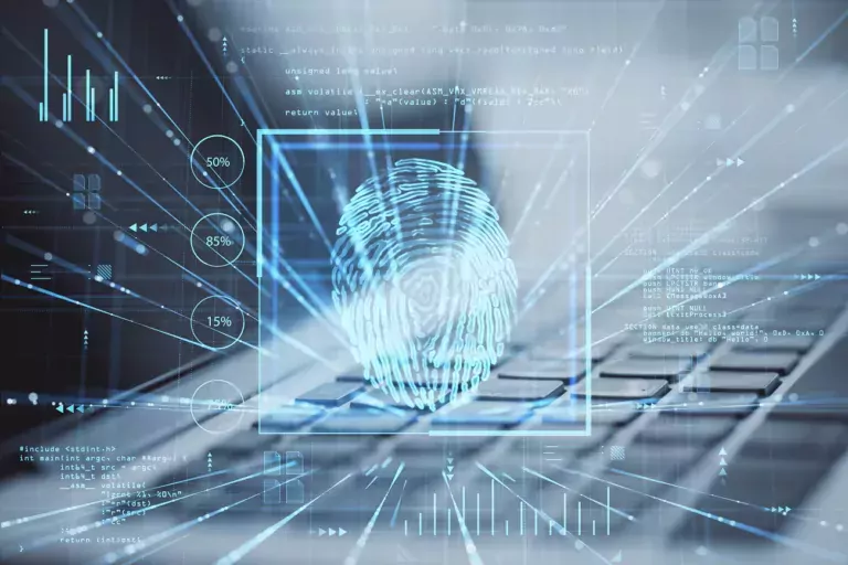 abstract fingerprint on laptop background