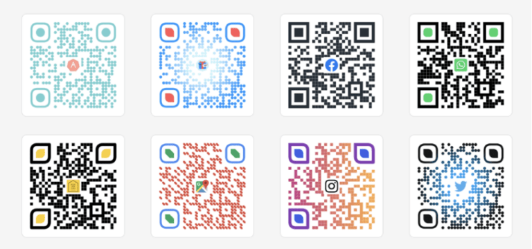 Eight different color QR codes